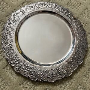 Ornate Silver Plated Decorative Charger Plate - Elegant Home Dining Accent